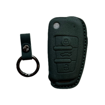 Чохол на автомобільний smart ключ Audi зелений з кільцем (A7T) A7TGRK фото